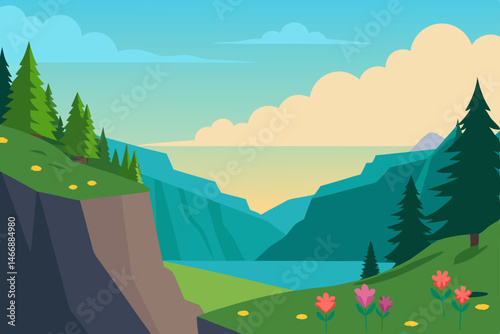 cliffside meadow in bloom  overlooking an endless .svg