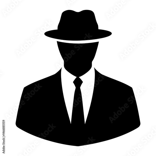 Silhouette of a man in suit and hat vector image