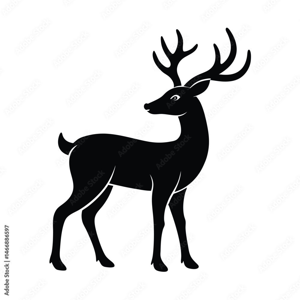 Fototapeta premium Deer Antlers Profile Vector Art