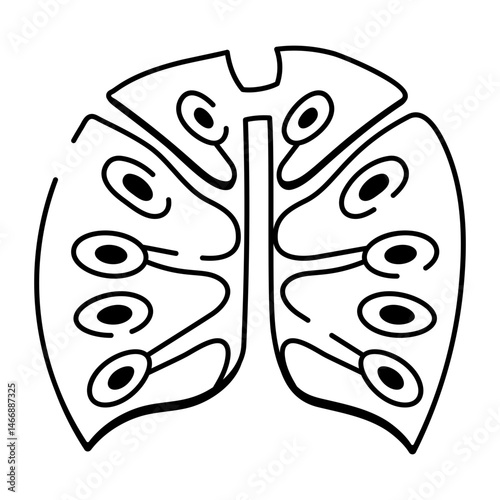 An icon depicting leaf structure designed in sketchy style
