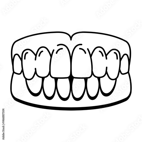 An icon of a denture designed in hand drawn style
