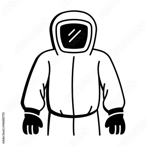 A hand drawn style icon depicting a biohazard suit