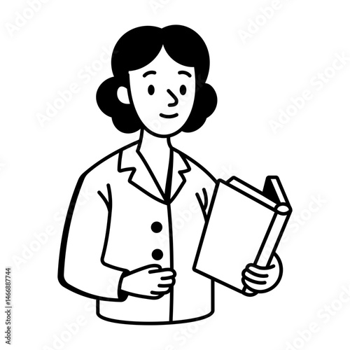 A doodle style icon depicting a biology teacher in class
