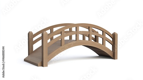 Wallpaper Mural A sleek, modern wooden arched bridge with smooth finishes, precisely isolated on white, perfect for diverse design or architectural projects.   Torontodigital.ca