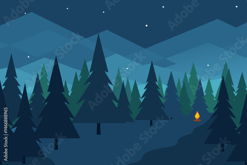 dense conifer forest in light snowfall with fading.svg