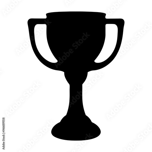 Elegant Black Silhouette of a Victory Trophy on a White Background