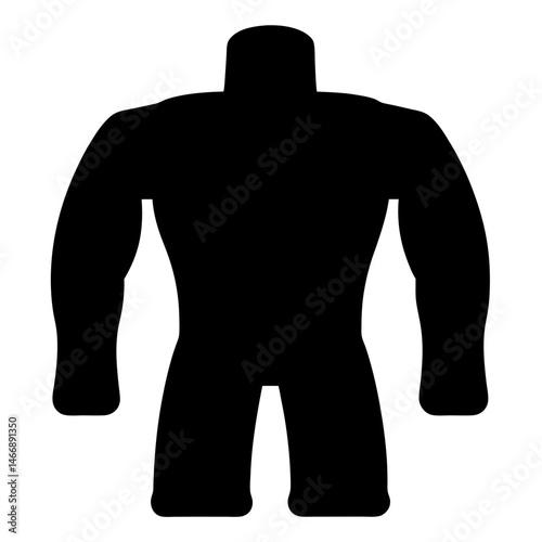 Silhouette of a muscular humanoid figure, a strong and imposing form