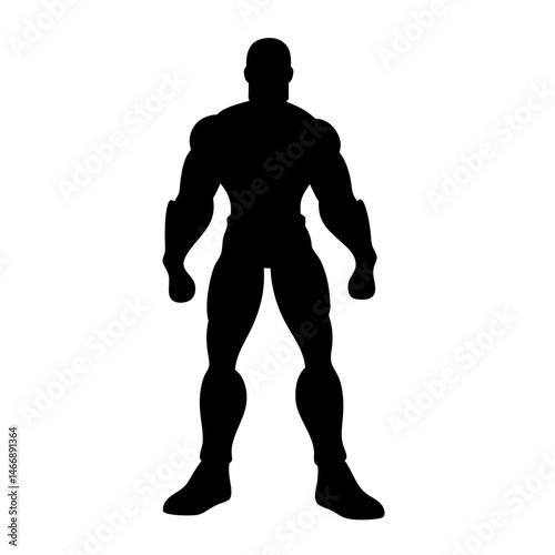 Strong Superhero Silhouette Standing with Power and Determination in the Dark