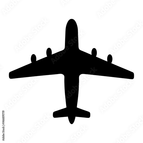 A topdown silhouette of a commercial jet airplane with engines