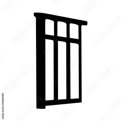 Black and white graphic representation of a window silhouette design