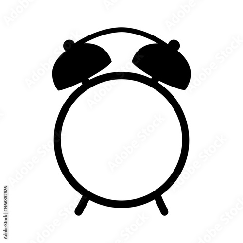 Black and white retro alarm clock standing with rounded design drawing