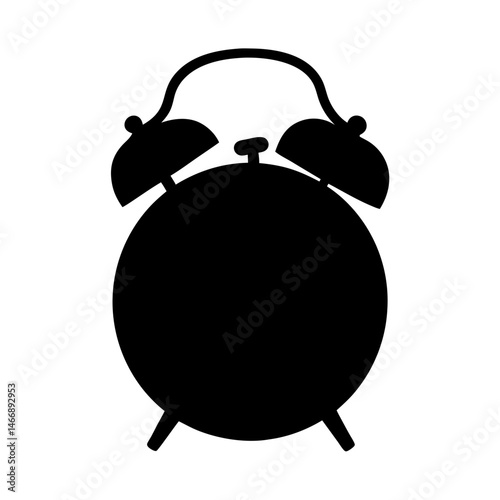 Classic black silhouette of an alarm clock for timing and reminders