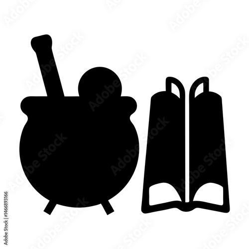Mortar and Pestle with an Open Book Showing Knowledge of Recipes