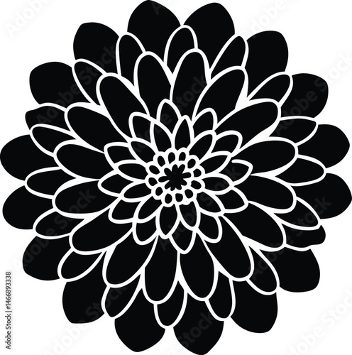 Zinnia Flower Icon Silhouette Vector Illustration