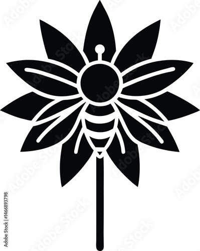 Bee Balm Flower Icon Silhouette Vector Illustration