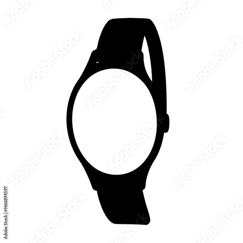 Black silhouette image of a smart watch with round display