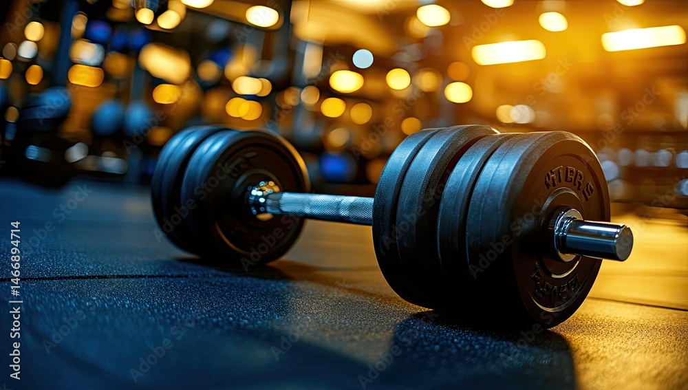 Heavy dumbbell on gym floor Heavy dumbbell on gym floor