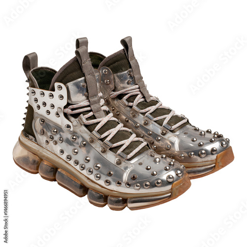Futuristic sneakers with metallic studs