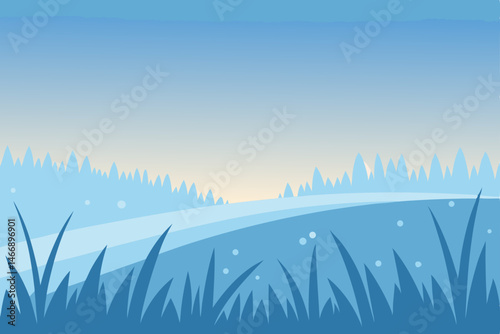 frost covered meadow at dawn with glistening grass