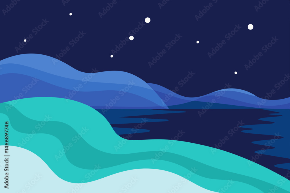 gentle waves lapping a starlit shoreline with glow gentle waves lapping a starlit shoreline with glow