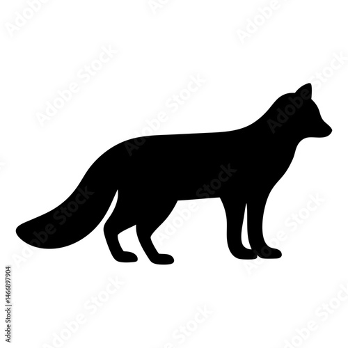 Silhouette of a majestic fox standing gracefully against a white background