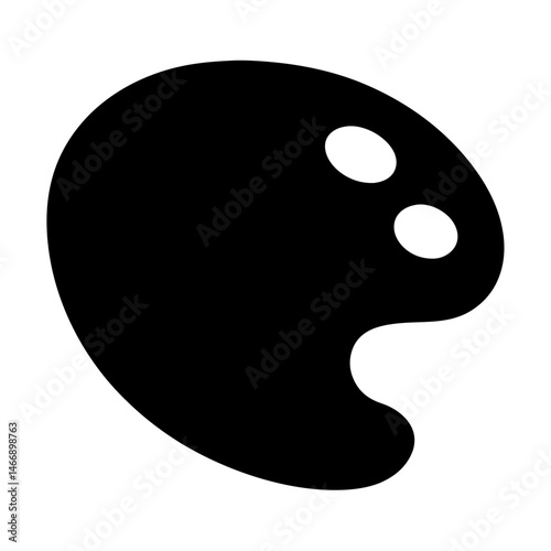 Monochromatic Illustration of a Black Artist Palette with Two Circular Wells