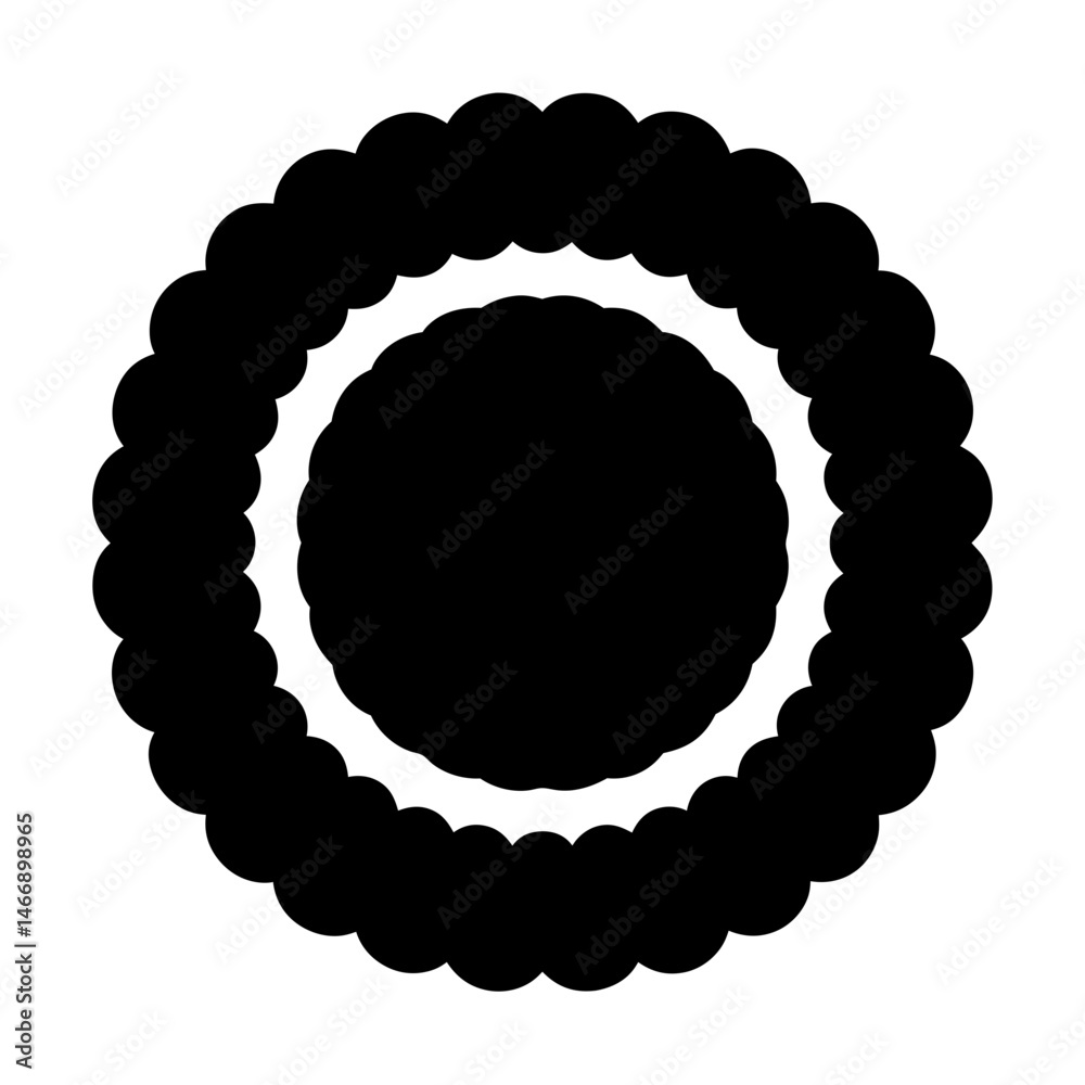 Obraz premium Stylized Flower or Sun Design with Circular Petals in Black and White