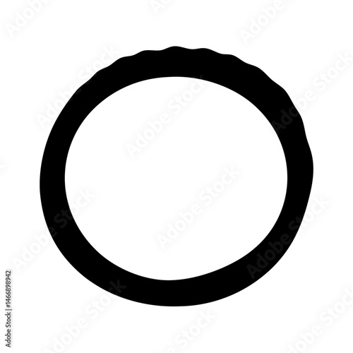 Abstract depiction of a black irregular ring on a white background