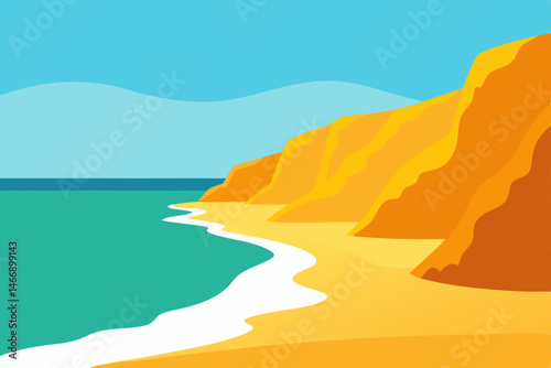 golden beach cove surrounded by towering cliffs 