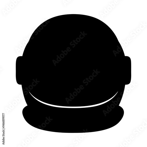 Silhouette of an astronaut helmet with a visor, isolated on white
