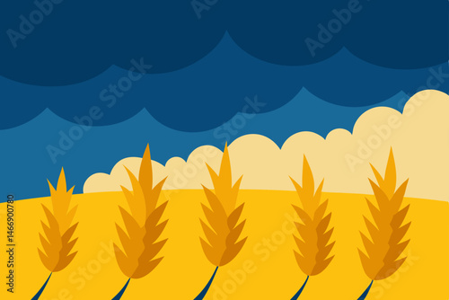 golden wheat field under rolling storm clouds  .svg
