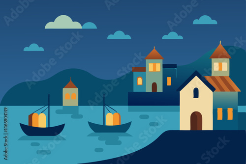 isolated coastal village with boats pulled onto 