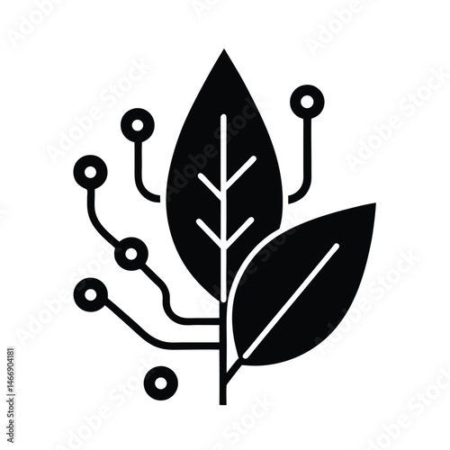 Green Tech Leaf Vector Icon