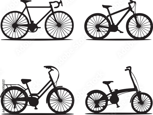 Set of Road Bicycles Vector on White Background.