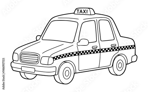 taxi car drawing illustration coloring page for kids