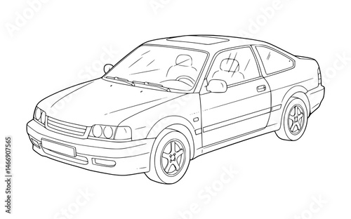 car drawing illustration coloring page for kids