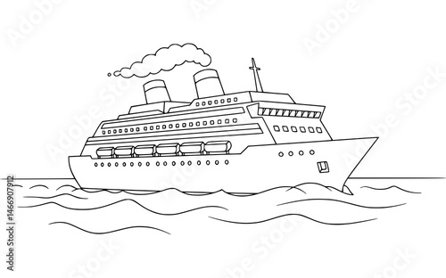 cruise ship vector illustration for coloring page