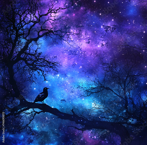 Obraz na płótnie night sky blue and purple colors, dreaming sky, stars galaxies w salonie