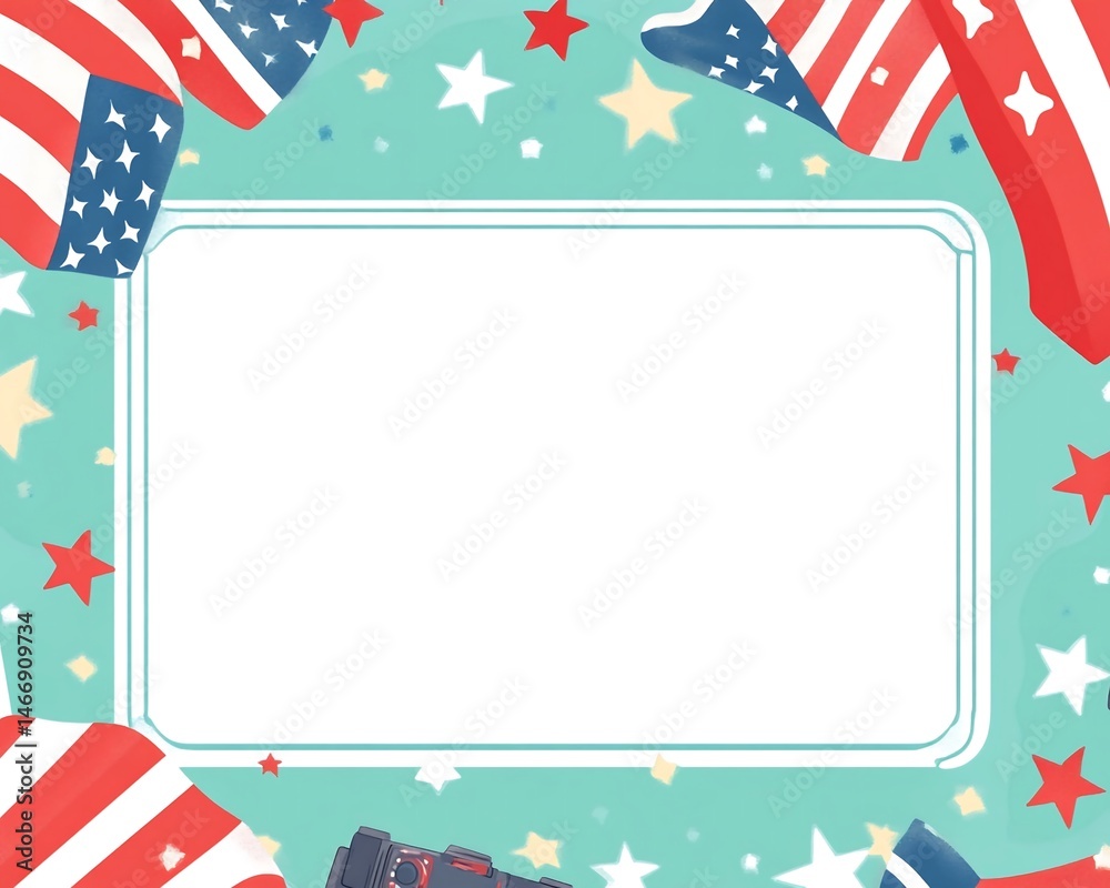 Obraz premium Blank Memorial Day Frame with American Flag Design – USA Patriotic Template for Messages 