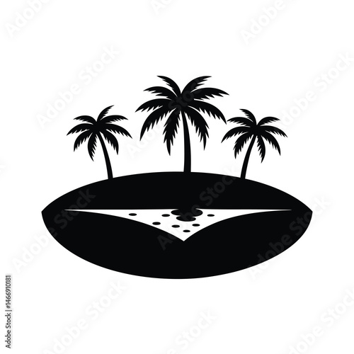 Oasis Palms Pond Vector Art