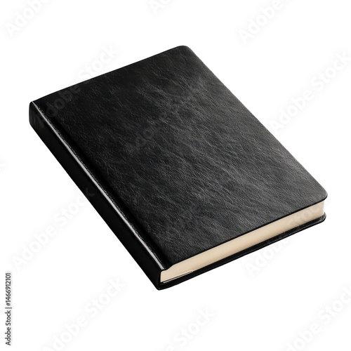 Elegant Black Leather Journal on a Simple Background for Writing and Reflection on transparent background