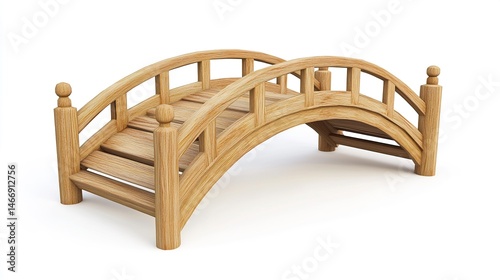 Wallpaper Mural An artistic wooden bridge with a graceful arch, finely detailed and isolated on a crisp white background, ready for design or print use.   Torontodigital.ca