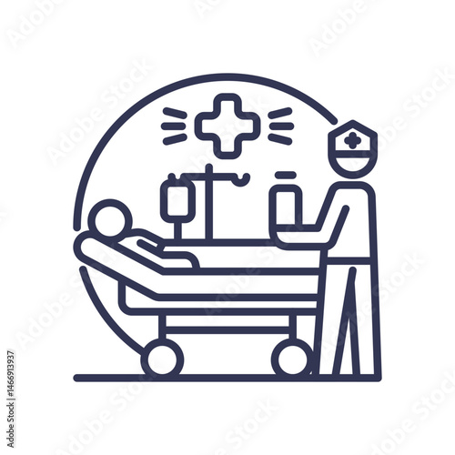 Nurse attending to a patient in a hospital bed, symbolizing continuous care.