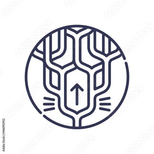 Abstract maze with arrow symbolizes decision overload and complex choices.