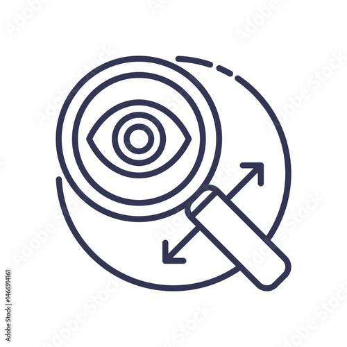 Magnifying glass over an eye symbolizing enhanced visualization and focus.