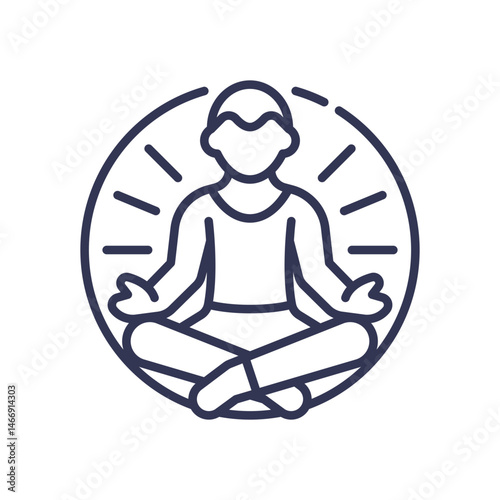 Line art of a person meditating, symbolizing peace and mindfulness.