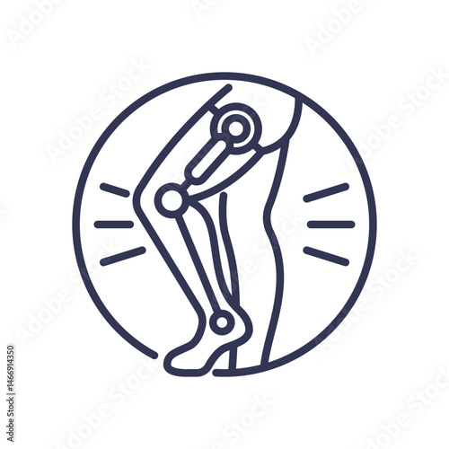 Illustration of a leg with a prosthetic joint, symbolizing mobility restoration.