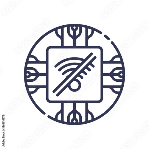 Circuit with no Wi-Fi symbol, representing offline intelligence.