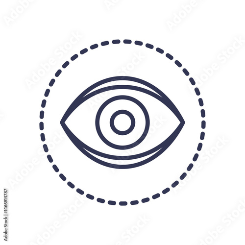 An eye within a dotted circle symbolizes selective transparency and focused vision.