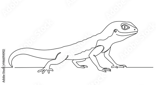 Monitor Lizard in Outline Style Facing Right  
